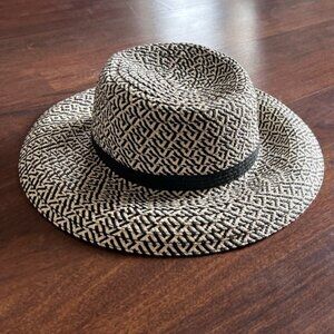 Sonoma Black White Woven Fedora Sun Hat – Wide Brim Summer Beach Travel Boho